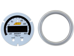 AEM X-Series Boost Pressure Gauge -30-60psi / -1-4bar  Accessory Kit Silver Bezel & White Faceplate