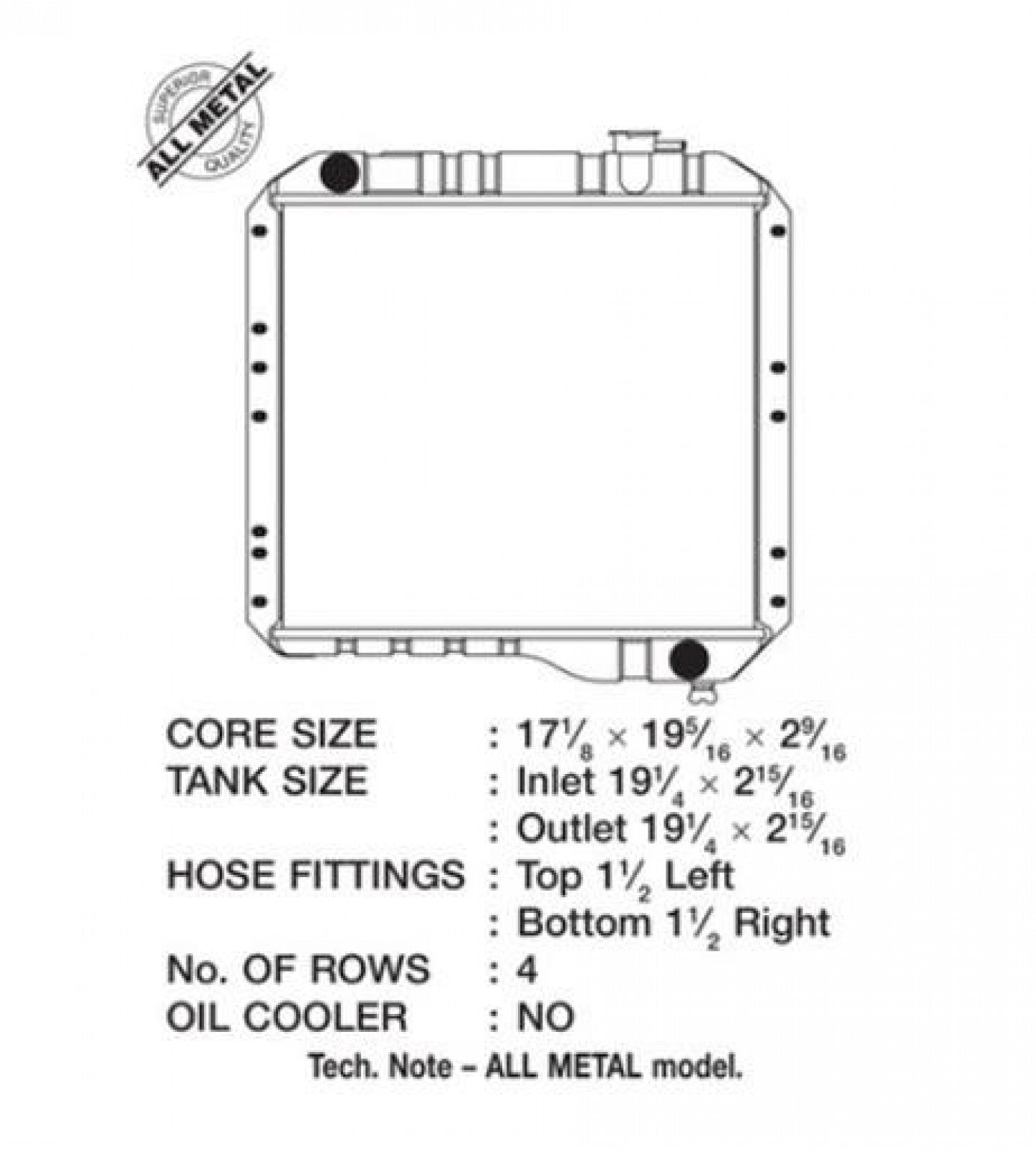 CSF Toyota Land Cruiser 3.9L 1974-1970; Toyota Land Cruiser 4.2L 1980-1975 Radiator