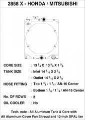 CSF 03-07 Evo 7-9 4G63 / 92-00 Civic Half-Size Radiator w/ Shroud & 12″ SPAL Fan