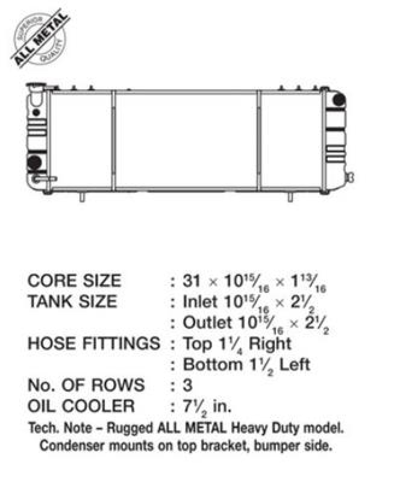 CSF Jeep Cherokee 2.5L 2000-1998; Jeep Cherokee 4.0L 2001-1991 Radiator